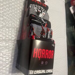 Scary Horror Movie Crew Novelty Black Red White Socks 6 Pair Men‘s Size 8 - 12